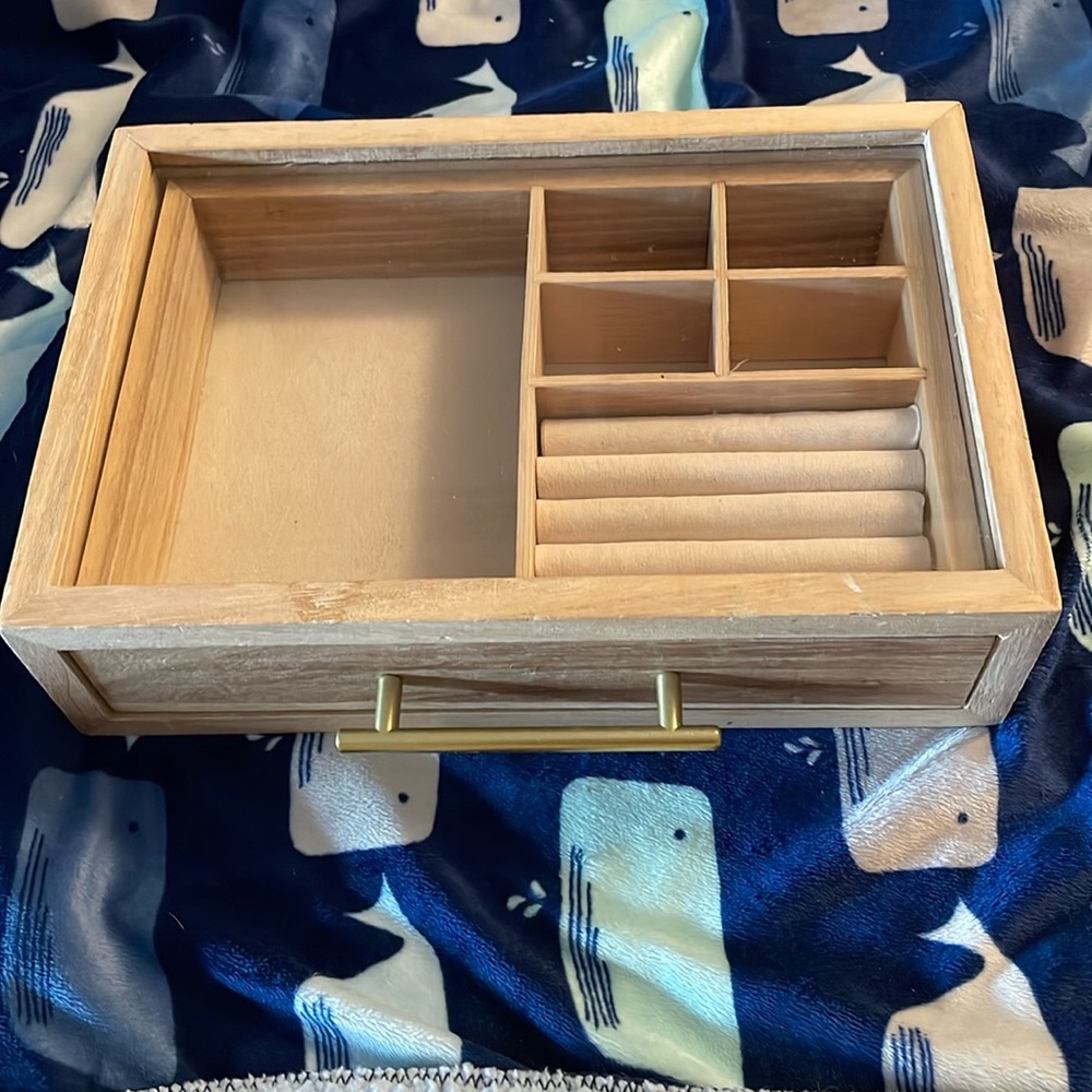 Wooden Jewelry box with glass top.